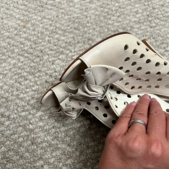 Pakerson heels white bow peep toe size 38 - Picture 11 of 12